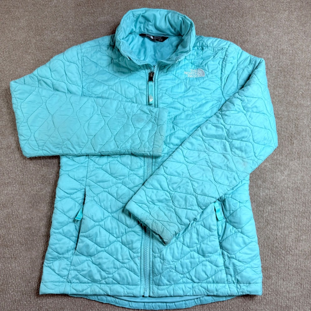 The‎ North Face Girls Thermoball Quilted Jacket Turquoise Blue Size M 10/12